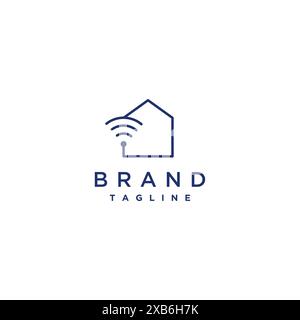 Home and WiFi Icons In Simple Thin Lines. WiFi Icons Connect With House Symbols In Simple Thin Lines. Stock Vector