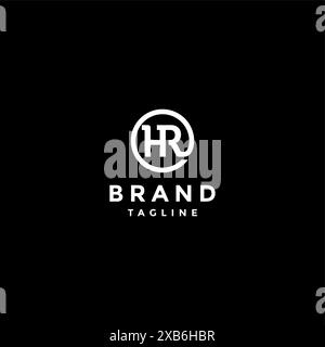 Simple Initial Letter HR Logo Design. The initials of the letters H and R are connected to each other in a circle. Stock Vector