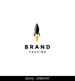 Rocket Icon With Flame Shaped Pen Tip Logo Design. Creative Rocket Pen Logo Design. Stock Vector