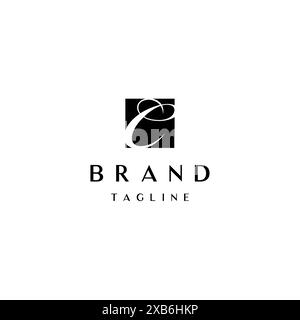 Letter C Inside Square Logo Design. Minimalist Black Square Symbol With Initial Letter C Inside. Stock Vector