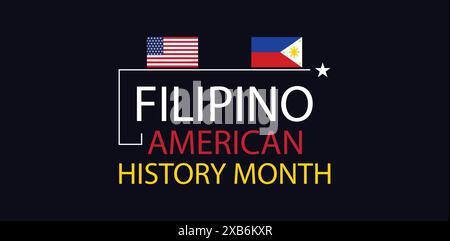 Celebrating Filipino American Heritage History Month with USA Flag Design Stock Vector