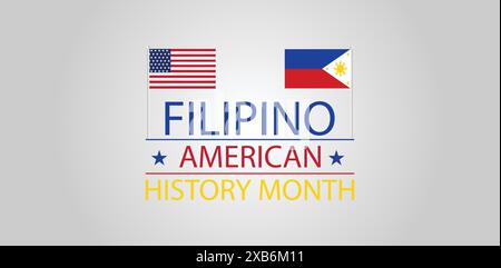 Celebrating Filipino American Heritage History Month with USA Flag Design Stock Vector