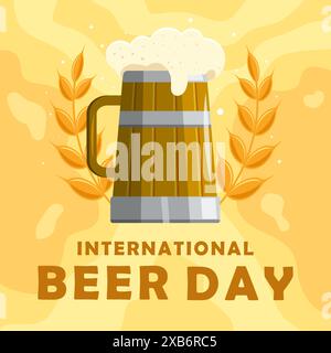 international beer day illustration in flat style design Stock Vector