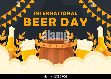 international beer day background illustration in flat style Stock Vector