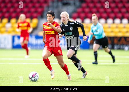 Farum, Denmark. 09th, June 2024. Malia Steinmetz (16) of FC Nordsjaelland seen during the Gjensidige Kvindeliga match between FC Nordsjaelland and KoldingQ at Right to Dream Park in Farum. (Photo credit: Gonzales Photo - Frederikke Jensen). Stock Photo