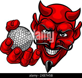 Devil Satan Golf Ball Sports Mascot Cartoon Stock Vector