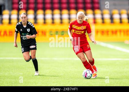 Farum, Denmark. 09th, June 2024. Cecilie Larsen (28) of FC Nordsjaelland seen during the Gjensidige Kvindeliga match between FC Nordsjaelland and KoldingQ at Right to Dream Park in Farum. (Photo credit: Gonzales Photo - Frederikke Jensen). Stock Photo