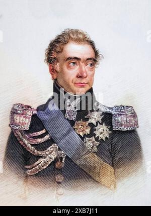 Auguste Frederic Louis Viesse de Marmont, Herzog von Raguse, 1774-1852. Französischer Marschall. Von R. Young nach Maurir gemalt., digital restaurierte Reproduktion von einer Vorlage aus dem 19. Jahrhundert, Record date not stated Stock Photo