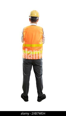 Asian engineer or technician full body length finger point wear safety ...