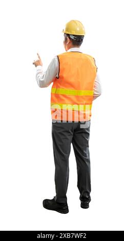 Asian engineer or technician full body length finger point wear safety ...