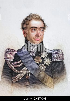 Auguste Frederic Louis Viesse de Marmont, Herzog von Raguse, 1774-1852. Französischer Marschall. Von R. Young nach Maurir gemalt., digital restaurierte Reproduktion von einer Vorlage aus dem 19. Jahrhundert, Record date not stated Stock Photo