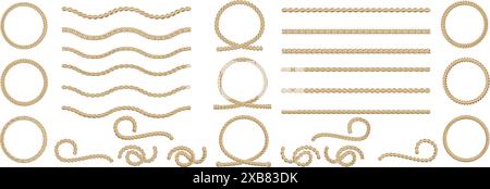 Old rope shapes set Stock Vector