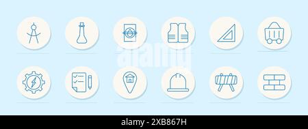 Plumbing set icon. Pipes, faucets, washing machine, and plumber tools. Plumbing system, repair, water supply concept. Stock Vector
