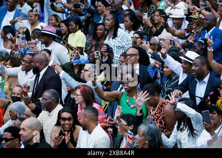 Washington, Dc, United States. 10th June, 2024. Guests during a Juneteenth concert on the South Lawn of the White House in Washington, DC, US, on Monday, June 10, 2024. In 2021, Biden signed legislation establishing Juneteenth as the nation's newest Federal holiday. Photographer: Ting Shen/Pool/Sipa USA Credit: Sipa USA/Alamy Live News Stock Photo