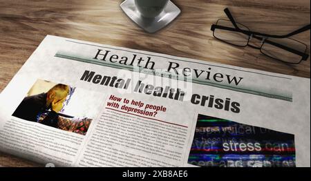 Mental health crisis depression daily newspaper reading on mobile ...
