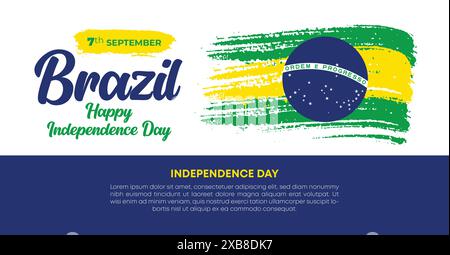 Brazil Independence Day 7 September. Independence Day Web Banner Background With Brazil Flag. Happy Brazil National Holiday Freedom Day Template Stock Vector