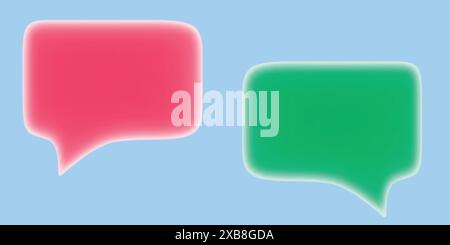 Red and green speech bubble pair. Dialog frames Stock Vector