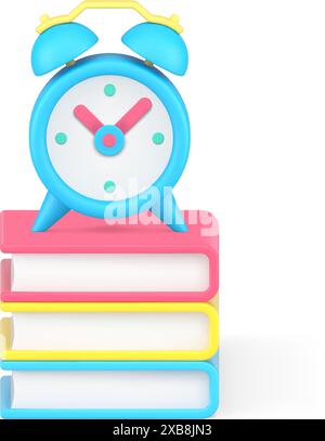 Time to book read learning academic education knowledge wisdom 3d icon realistic vector illustration. Interesting information studying watch clock lit Stock Vector