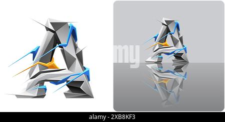 Abstract geometric A letter. Digital technology alphabet. Stock Vector