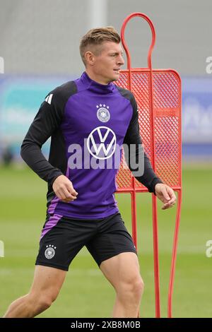 Herzogenaurach, Germany. 11th June, 2024. Soccer, preparation for UEFA Euro 2024, training Germany, Toni Kroos trains. Credit: Christian Charisius/dpa/Alamy Live News Stock Photo