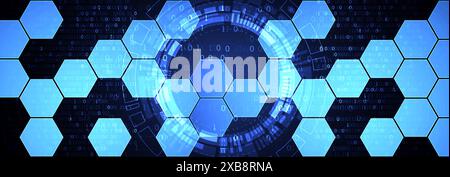 Hexagons on gradient color background. Hi-tech digital technology concept. Vector Stock Vector