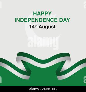 Pakistan independence day, 14 august social media post design, vector illustration Stock Vector