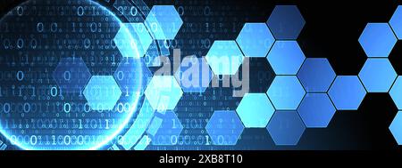Hexagons on gradient color background. Hi-tech digital technology concept. Vector Stock Vector