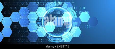 Hexagons on gradient color background. Hi-tech digital technology concept. Vector Stock Vector