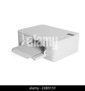 An open printer on a white surface in a photo Stock Photo