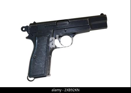 A closeup of Browning HP 35, HI POWER. 9 mm automatic pistol Stock Photo