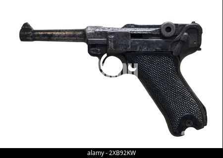 The Parabellum or Parabellum-Pistole, popularly known as Luger, is a recoil-operated semi-automatic pistol Stock Photo