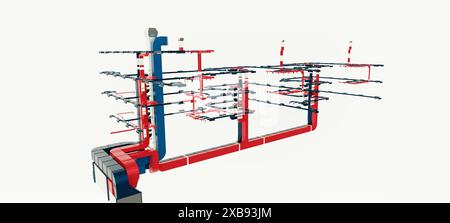 An illustration of ventilation system of a commercial building Stock Photo