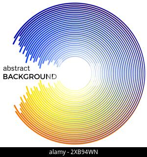 Abstract background with bright colorful lines. Blue and yellow circles with place for your text  on a white background. Stock Vector