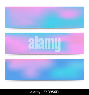 Smooth abstract blurred gradient colorful banners set. Abstract Creative multicolored background. Vector illustration Stock Vector