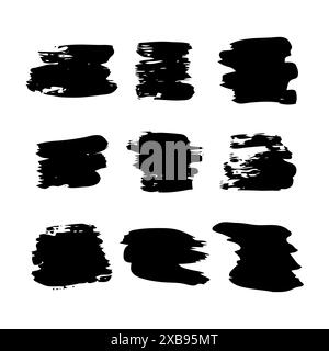 Sketch Scribble Smears. Set of nine Hand drawn Paint Scribble Stains. Vector illustration. Stock Vector