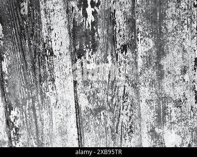 Realistic Natural Wooden Background. Grunge Wood Overlay Texture in black and white colors. Vector illustration Stock Vector