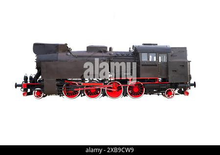 vintage steam locomotive isolated on white background Stock Photo