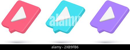 Realistic triangle arrow play multimedia content broadcasting quick tips collection vector illustration. Set direction pointer cyberspace digital audi Stock Vector