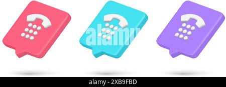 Collection realistic quick tips retro telephone call center application internet notification 3d icon vector illustration. Set helpline customer suppo Stock Vector
