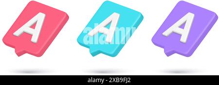 Collection multicolored quick tips A letter internet notification for text typing realistic vector illustration. Set texting application online alert Stock Vector