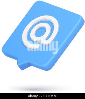 Cyberspace searching URL address character for contacts communication quick tips 3d icon realistic vector illustration. Internet connection mail info Stock Vector