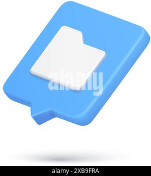 Realistic quick tips folder file storage cyberspace directory 3d icon alert vector illustration. Isometric diagonal placed archive document storage in Stock Vector