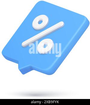 3d icon realistic percent financial symbol quick tips sale discount internet shop cyberspace alert vector illustration. Isometric online digital store Stock Vector