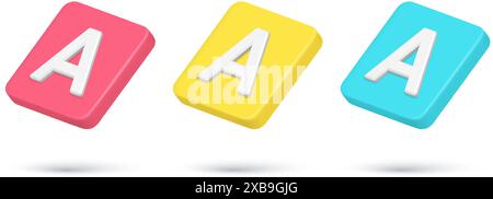 Collection multicolored quick tips A letter internet notification for text typing realistic vector illustration. Set texting application online alert Stock Vector