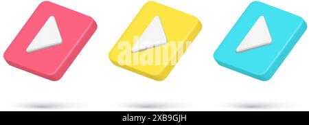 Realistic triangle arrow play multimedia content broadcasting quick tips collection vector illustration. Set direction pointer cyberspace digital audi Stock Vector