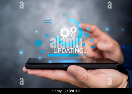 Operating system upgrade concept, installation app and software update ...