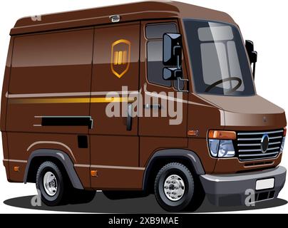 Cartoon commercial delivery van. Available EPS-10 vector format with transparency effects for one-click recolor Stock Vector