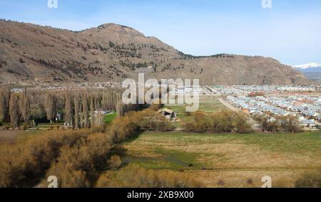 landscape of hills andtown of Esquel, Patagonia, Argentina Stock Photo