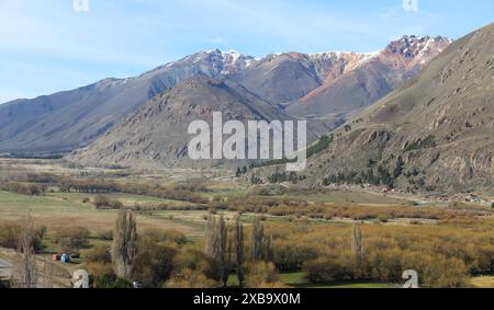 landscape of hills andtown of Esquel, Patagonia, Argentina Stock Photo