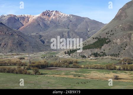 landscape of hills andtown of Esquel, Patagonia, Argentina Stock Photo